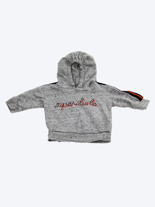 Sudadera con capucha y mangas deportivas a rayas en color gris 'Superdude'